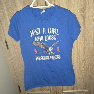 *3 FOR $9* Port & Company Just A Girl Who Loves Peregrine Falcons Tee Top Shirt